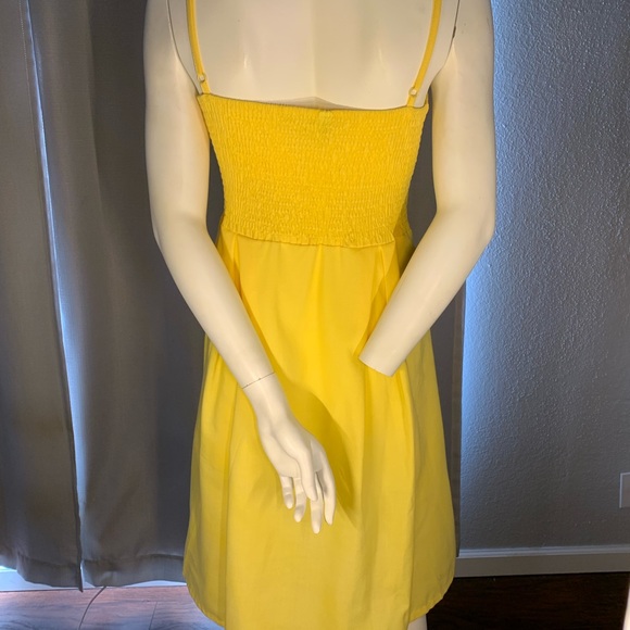 Yellow cotton spaghetti strap dress with adjustable top - Picture 2 of 2